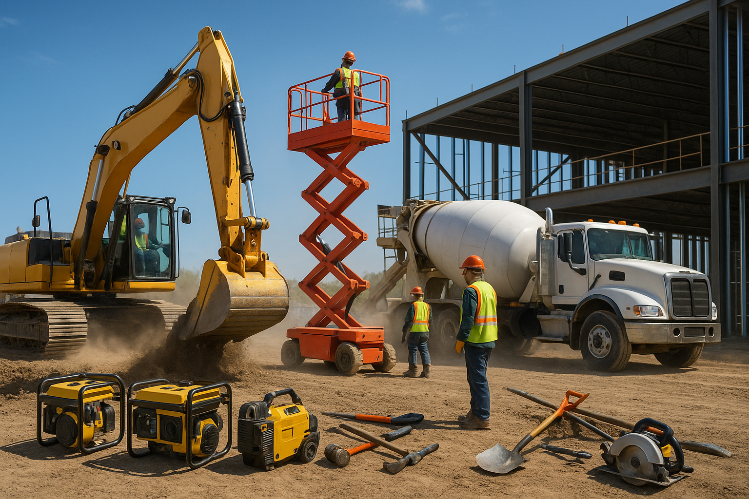 rental equipment working on a project 